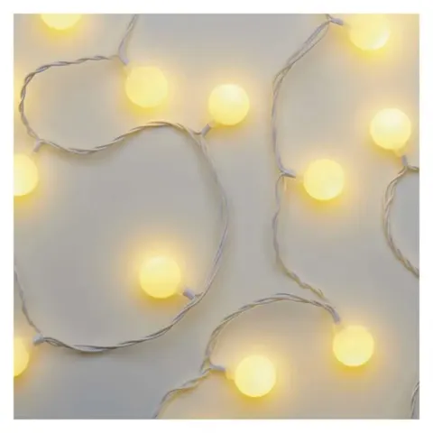 Dekoracje - 40 LED big cherry 4m IP44 ciepła biel, biały przewód, IP44, timer