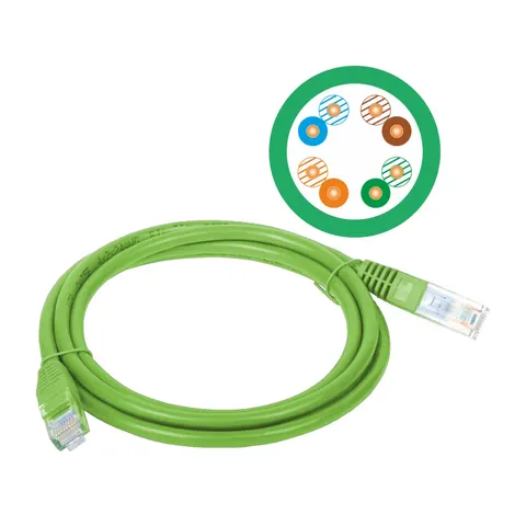 Patch-cord U/UTP kat.5e PVC 0.5m zielony ALANTEC
