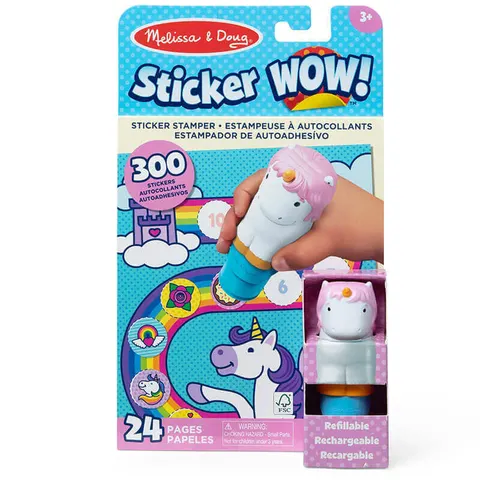 II GATUNEK: Stempel z naklejkami Sticker Wow - Jednorożec / Melissa & Doug