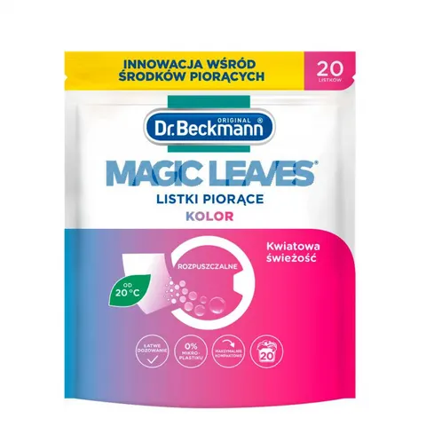 DR BECKMANN MAGIC LEAVES Listki piorące KOLOR, 20 szt