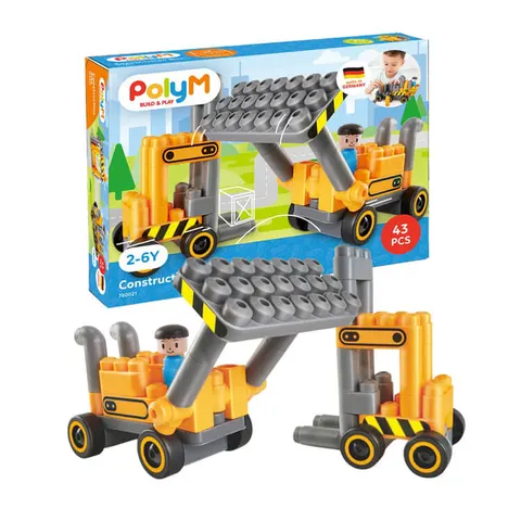 Klocki konstrukcyjne Plac budowy 43 el., 2+ / PolyM
