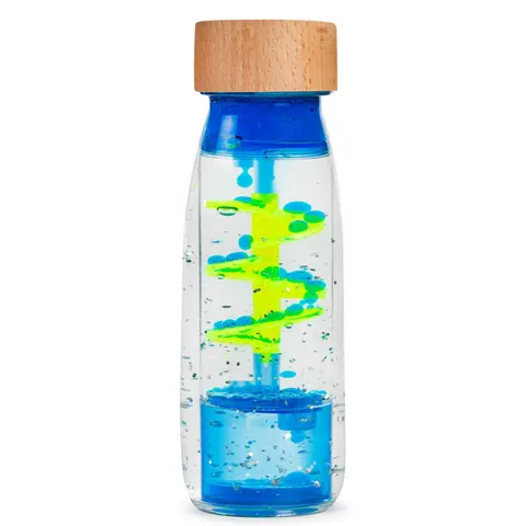 Butelka sensoryczna dwufazowa MOVE SPIRALA niebieska / Petit Boum