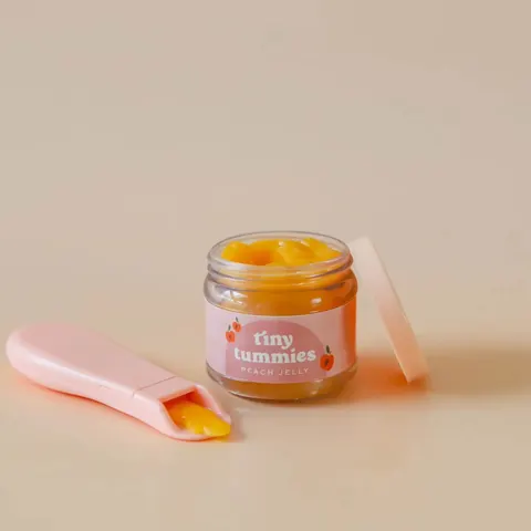 Tiny Harlow Zestaw Tiny Tummies Słoiczek i Łyżeczka, Brzoskwinia