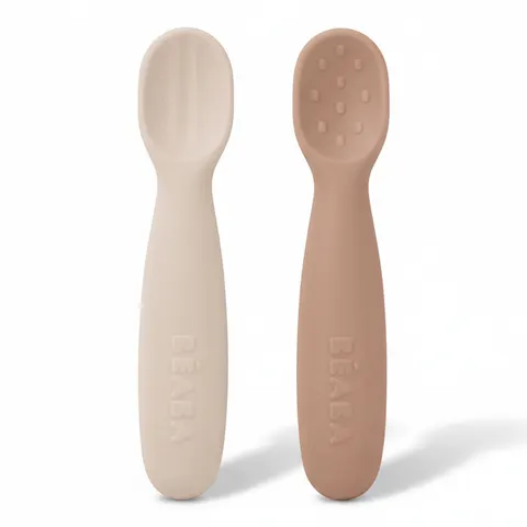Zestaw 2 silikonowych pierwszych łyżeczek-gryzaków: Praline, clay / Beaba