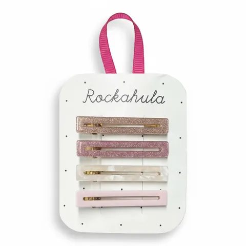 Spinki do włosów Retro Acrylic Bar Pink / Rockahula Kids
