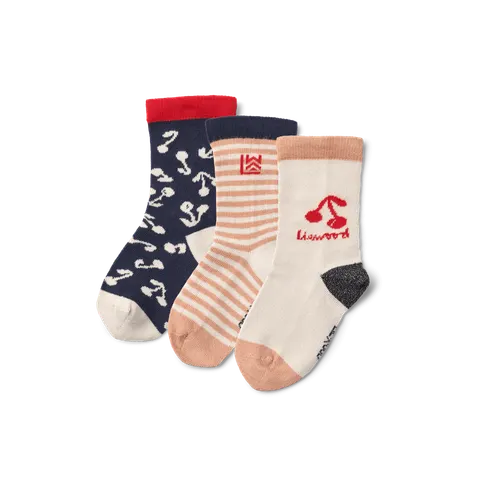 Skarpetki Silas, 3-pack - Cherry blossom, Classic navy / Liewood