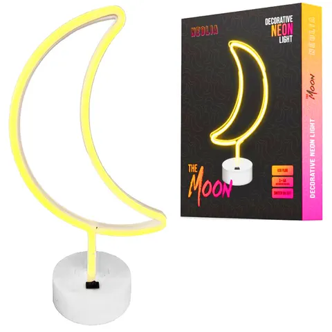 Neon na podstawce LED KSIĘŻYC biały NNE06 Neolia