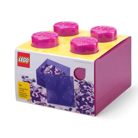 Pojemnik klocek Brick 4 z pokrywką - Jasnoróżowy / LEGO®