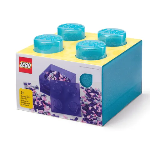 Pojemnik klocek Brick 4 z pokrywką - Jasnoniebieski / LEGO®