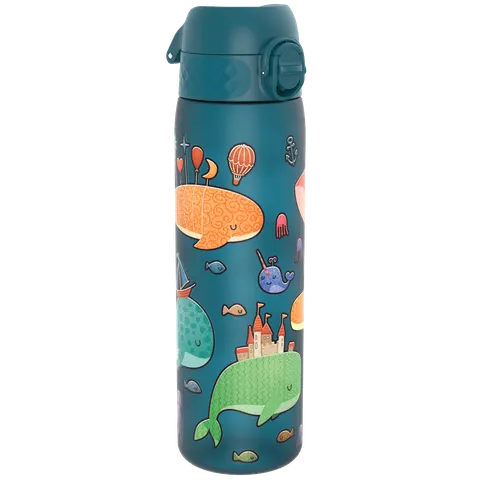 Wąska butelka na napoje - Whales (Deep Teal), 500ml / ION8®