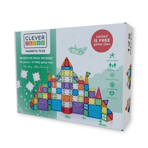 Klocki magnetyczne Inventive Pack Intense 110 el. + 15 el. gratis / Cleverclixx