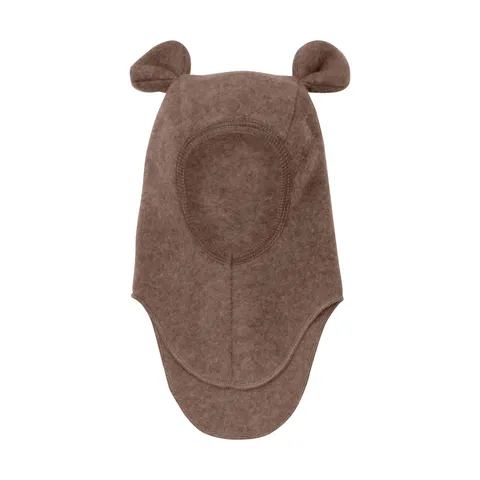 Kominiarka 100% wełny merino z uszkami misia - Brown Melange / HUTTEliHUT