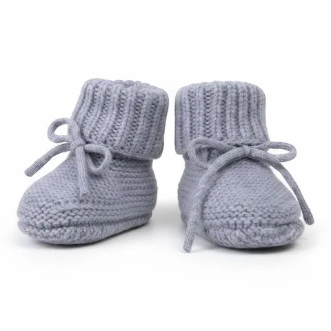 Buciki niechodki z wełny merino 100% - szare Drizzle / Lodger