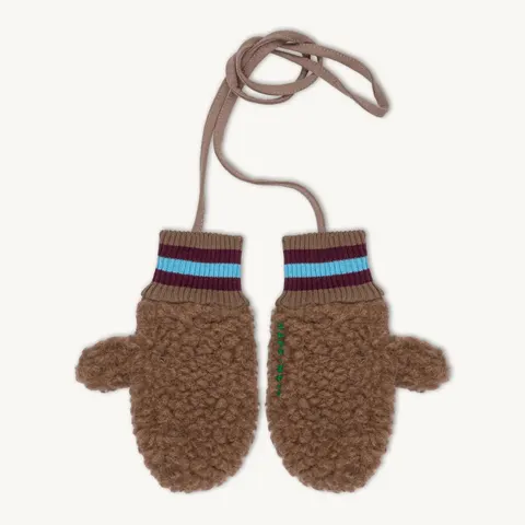 Dziecięce rękawiczki z wełny merino - teddy brown / Happymess