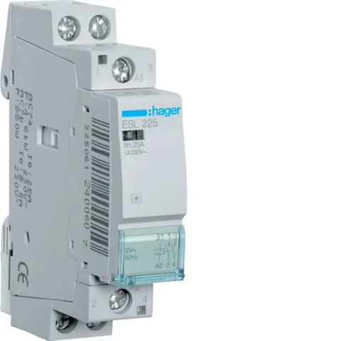Stycznik 12VAC 2NO 25A AC-7a/b modułowy 1M; ESL225, HAGER