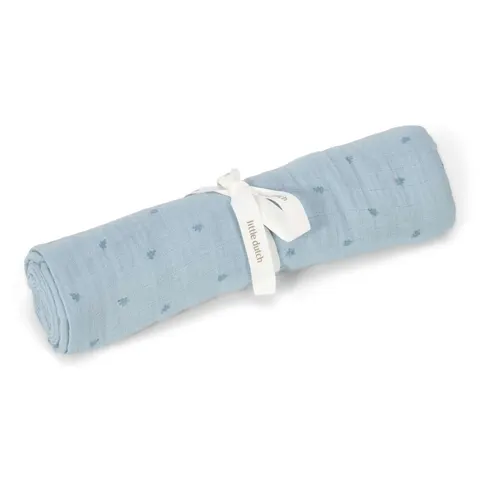 Otulacz muślinowy 120 x 120 cm Pure Denim Blue, Little Dutch