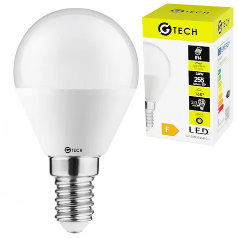 G-TECH Źródło światła LED, A-G, B45B, SMD2835, 3000K, E14, 3,0W, AC220-240V, 160°, 255lm, 33mA