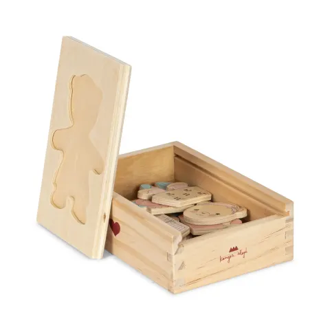 Drewniana układanka puzzle miś - dusty pink / Konges Slojd