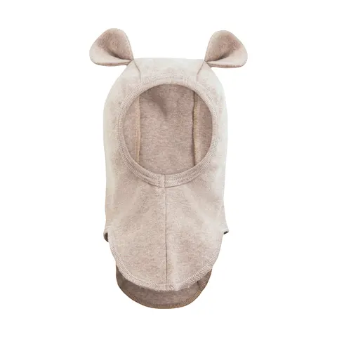 Kominiarka bawełniana z uszkami misia - Camel Melange / HUTTEliHUT