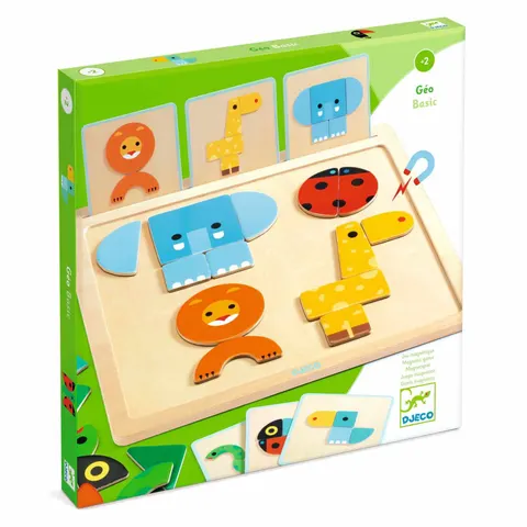 Drewniana układanka magnetyczna GEO BASIC, Djeco