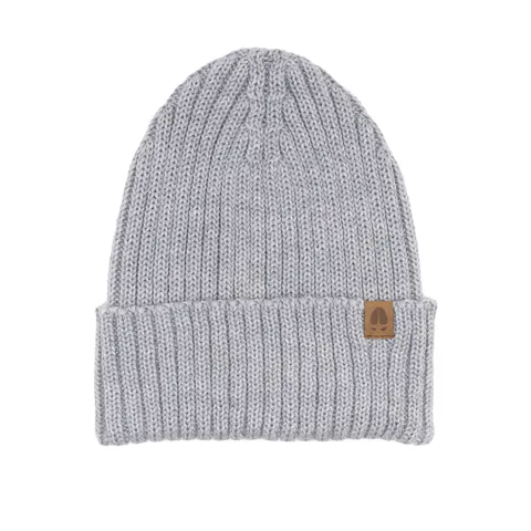 Czapka w prążek 100% wełny merino Ryś - jasny szary / Kopyto