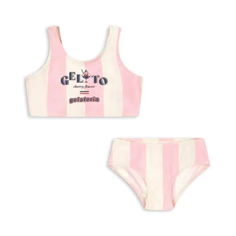 Dwuczęściowy strój kąpielowy Pomia - candy rose stripe / Konges slojd