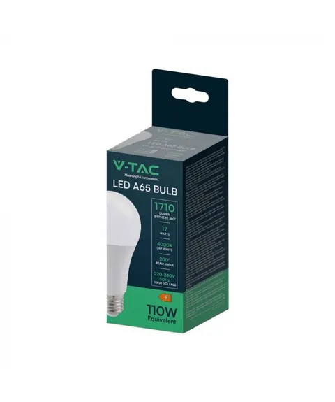 Żarówka LED E27 A65 17W 1710lm, barwa światła neutralna biel 4000K; 214457 V-TAC