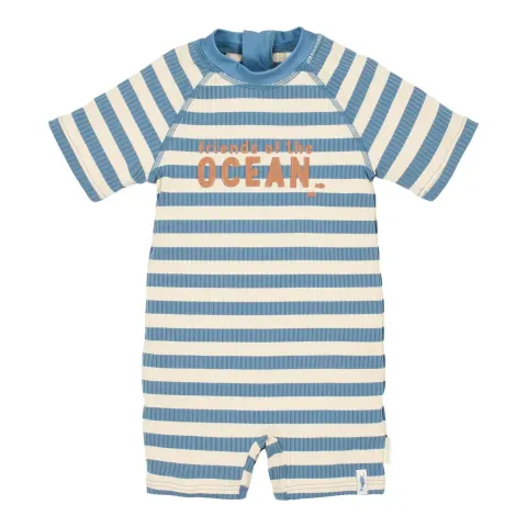 Swimsuit z krótkim rękawem Ocean Blue Stripes / Little Dutch