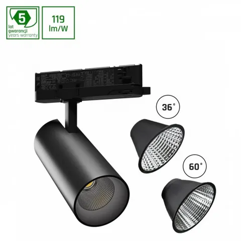ANDROMEDA LED 15-27W NW 4000K 230V 36, 60st IP20 oprawa systemu szynowego SPS 3f, czarna, 5 lat gwarancji