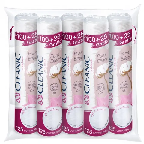 CLEANIC Płatki kosmetyczne do demakijażu PURE EFFECT, 5 x125 szt