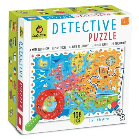 USZKODZONE OPAKOWANIE: DETECTIVE PUZZLE - gra detektywistyczna - MAPA EUROPY / Ludattica