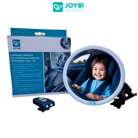 JOYBI Lusterko do Obserwacji Dziecka w podróży 360° LED okrągłe