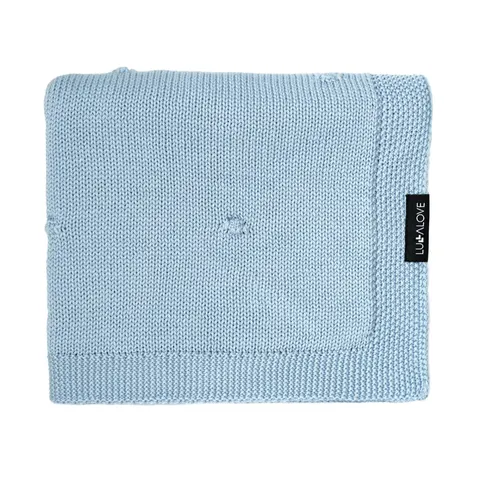 Kocyk popcorn z 100% wełny merino 80×100 cm - niebieski / Lullalove