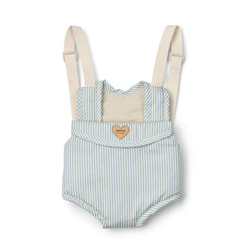 Nosidełko dla lalek Eleanor - Y/D stripe Beach blue, creme de la creme / Liewood