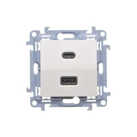SIMON10 Ładowarka USB C+A, moduł, 30W 230V, biały; CEC2CAQ.01/11