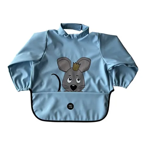 Śliniak z rękawkami Myszka - baby blue / Baby Livia