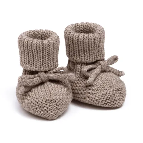 Buciki niemowlęce merino - beige / Pink no More