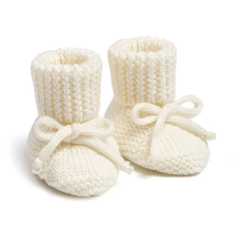 Buciki niemowlęce merino - latte cream / Pink no More
