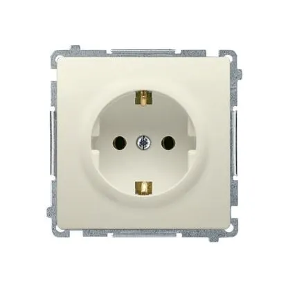 BASIC Gniazdo wtyczkowe z uziemieniem Schuko (moduł), 16A, 250V~, zaciski śrubowe; beż