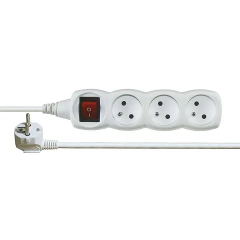 Przedłużacz z wyłącznikiem biały 2m, 3G z/u, P1312