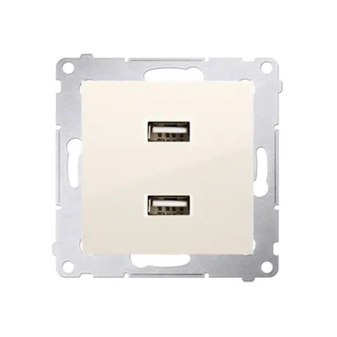 SIMON54 Ładowarka 2 x USB (moduł), 2.1 A, 5V DC, 230V; kremowy