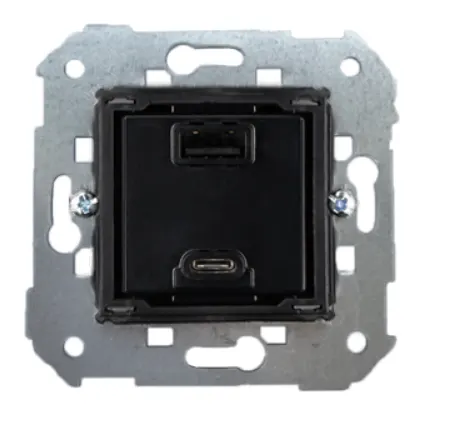 SIMON82 Ładowarka podwójna USB typ A+C (moduł), 230V AC / 5V DC, ?3.1A QUICK CHARGE, czarny, 3,1A