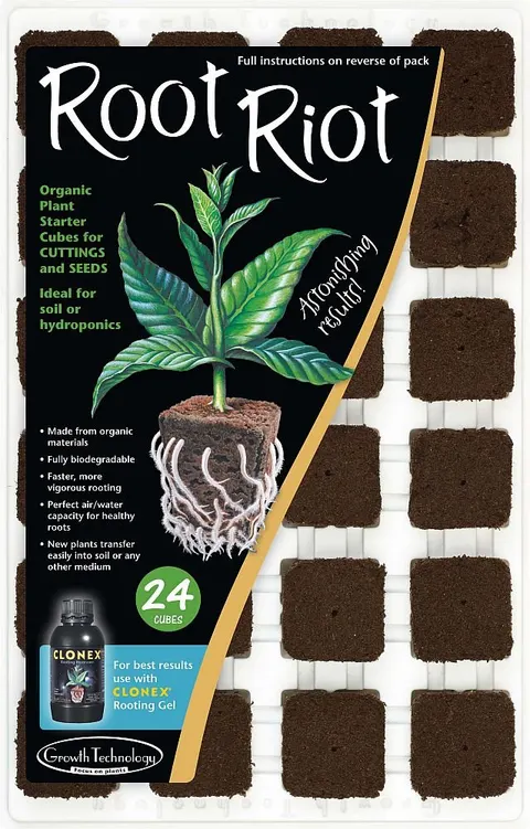 ROOT RIOT, TACA DO WYSIEWU + NASĄCZONE KOSTKI 24szt. - GROWTH TECHNOLOGY, wym. 20x30cm