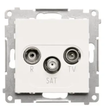SIMON 55 Gniazdo antenowe R-TV-SAT zakonczeniowe, 2x wejście 5MHz÷2,4GHz, moduł, biały mat; TASK.01/111