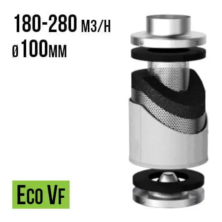 FILTR WĘGLOWY VF-ECO, fi100mm, 180-280m3/h, h25cm, węgiel 2kg