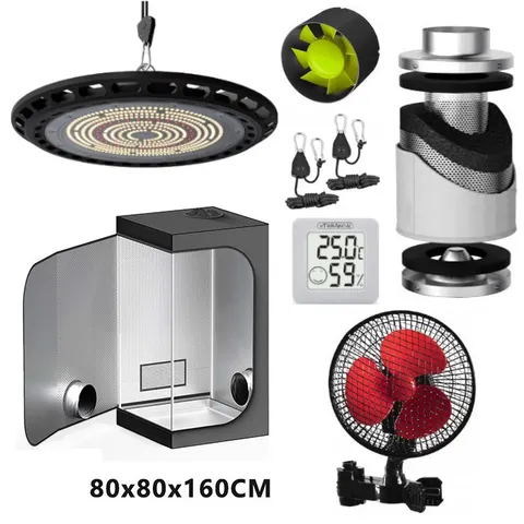 GROWBOX ZESTAW LED DO UPRAWY ROŚLIN 80x80xh160, LED 200W. 0,64m2