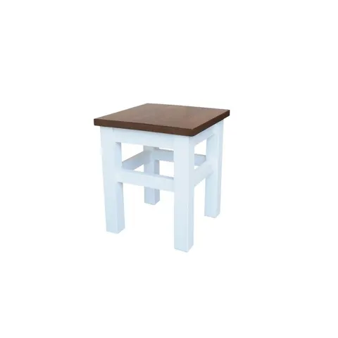 Taboret Sosnowy Masywny Biały+Orzech