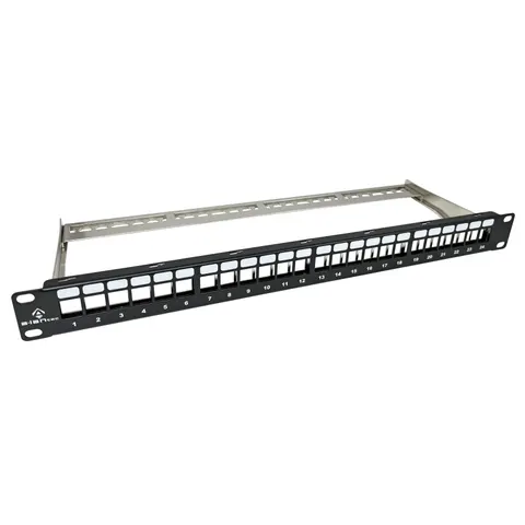 Patch panel 19" modularny 24 porty 1U z podporą niewyposażony