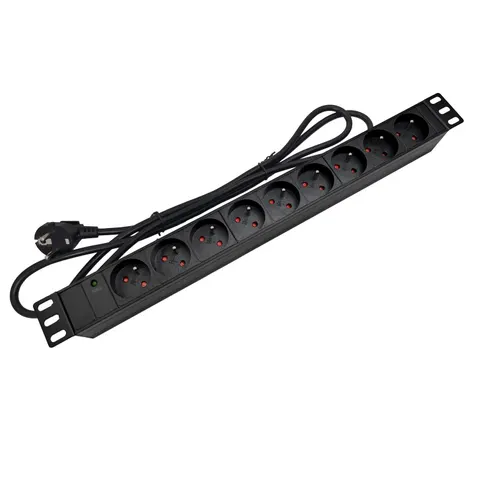 Listwa zasilająca 19'' - 9x230V z diodą LED, kabel 3m