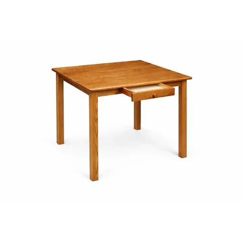 Stół z Szufladą Kwadratowy 100x100 Dąb Drewniany